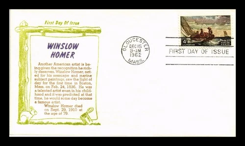 DR JIM STAMPS US COVER WINSLOW HOMER AMERICAN ARTIST FDC KHOL KRAFT CACHET