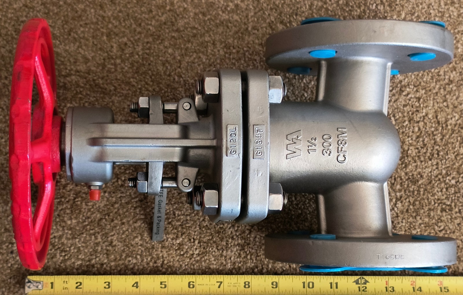 Warren Valve 1-1/2" 1306WA-10 Gate Valve CF8M 316 Stem OS&Y Class 300 NOS