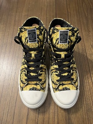 Versace Versace Greca High Top Yellow Black Barocco Sneakers Men Size 47.5