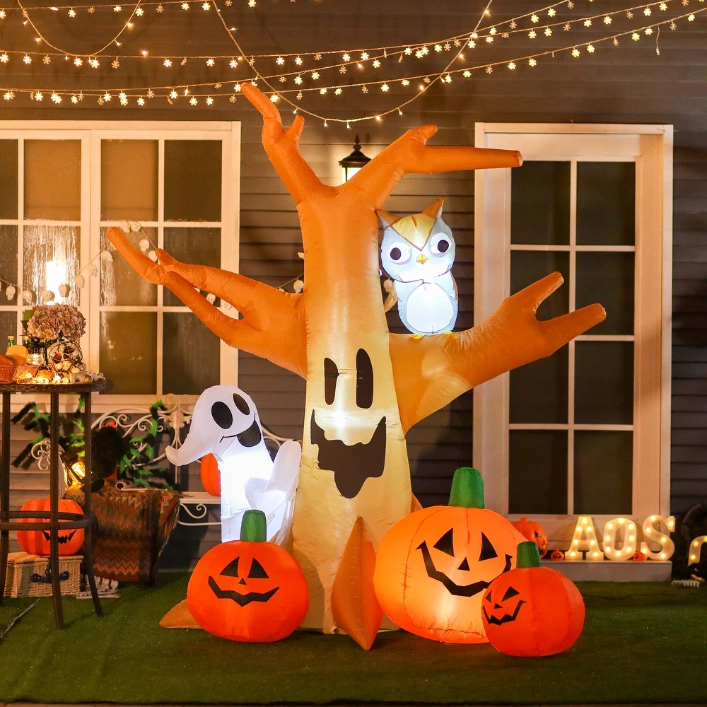 7.5' Outdoor Tree &Ghost Inflatable Halloween Decoration.