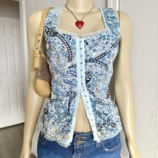 Vintage y2k 90s Dressbarn paisley corset style mermaid fairy whimsigoth tank top