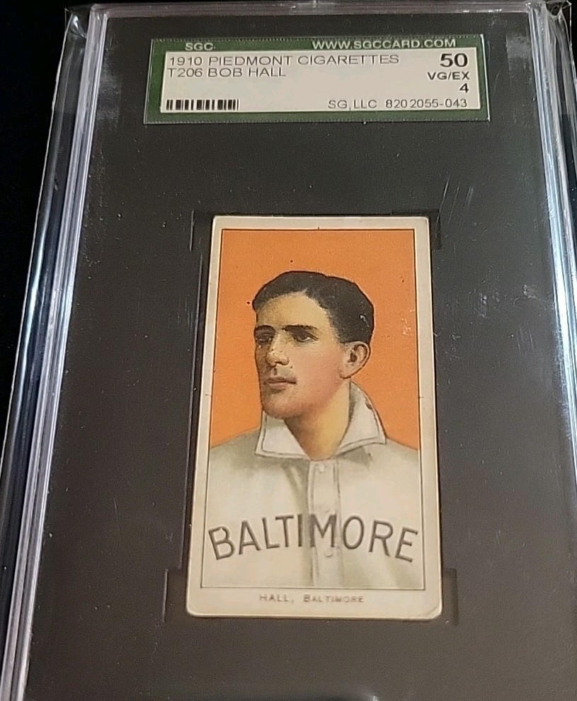 1909-10 Bob Hall Baltimore Piedmont 350 Tobacco Card SGC 4 VG-EX 