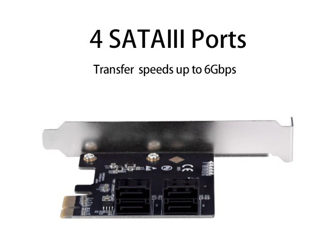 IOCrest 4-Port SATA III PCIe Card ASM1064 6Gbps Low Profile Bracket NAS AHCI - Image 2 of 4