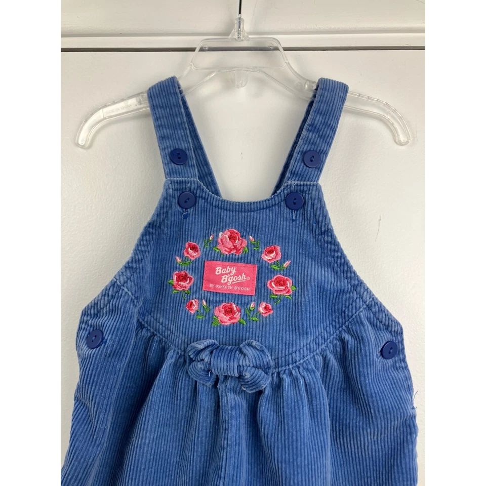 Mono vintage OshKosh B'gosh pana 18M Vestbak azul floral burbuja 18M Foto 2 de 4