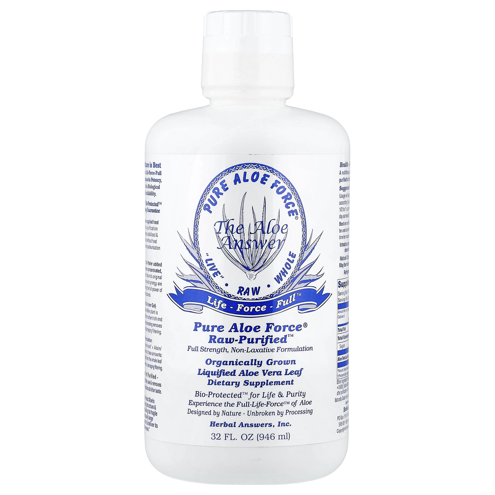 Чистое Алоэ Форс, очищенное в сыром виде, 32 жидких унции (946 мл)