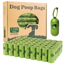 Dog Poo Bags Biodegradable -1160 Count/58 Refill Rolls Waste Bags, Extra Stro...