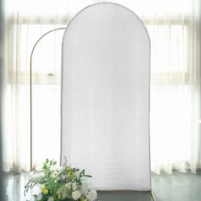 7 ft SILVER Metallic Fitted Spandex Round Top Arch STAND COVER Party Events