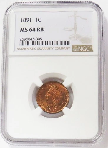 1891 INDIAN HEAD CENT 1C NGC MS 64 RB