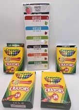 Crayola 24 Count Assorted Color Crayons - Lot of 4 Packs 120 Name Tags