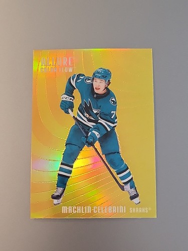 2025-26 Upper Deck Allure Hockey #CF-28 Macklin Celebrini Orange-Yellow NHL Card