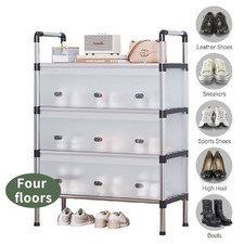 4 Tier Foldable Vertical Shoe Shelf Tall Shoe Rack Shoe Storage Stand for Narrow