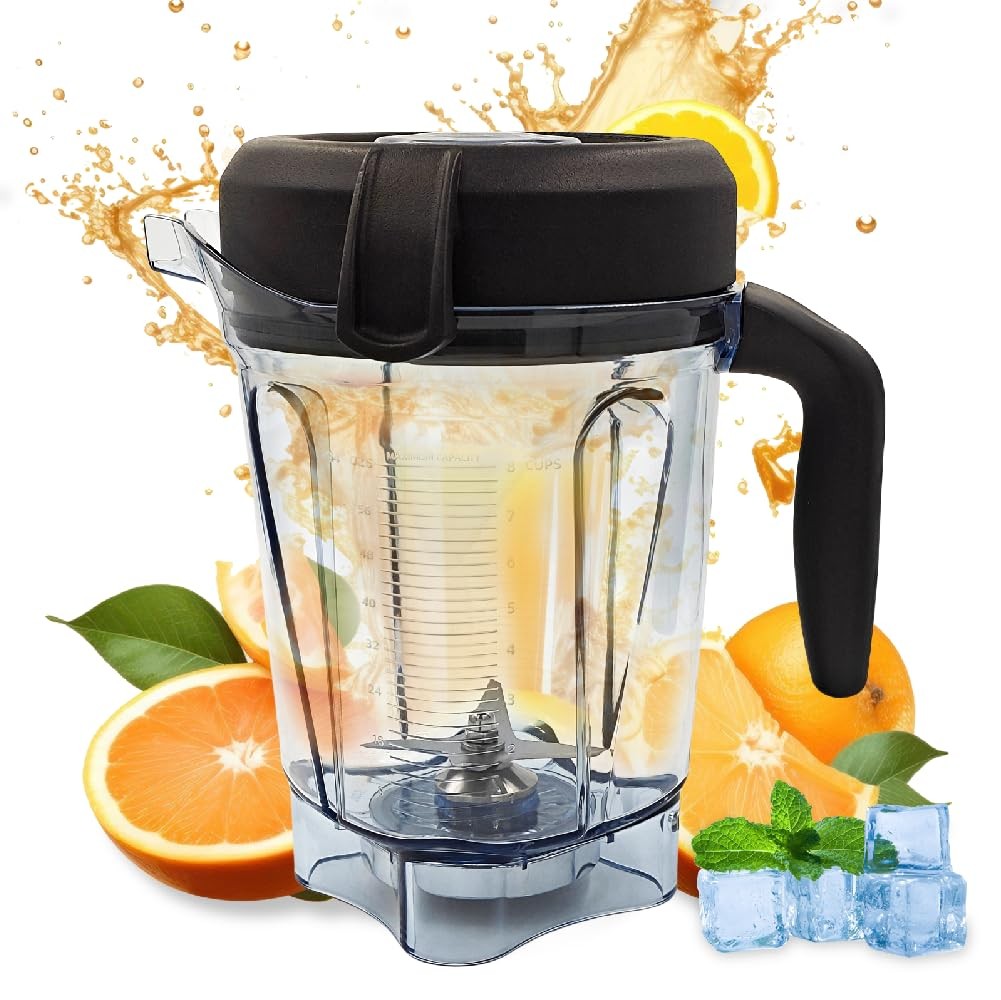 Blender Pitcher 64 oz Low-Profile Container, Compatible with