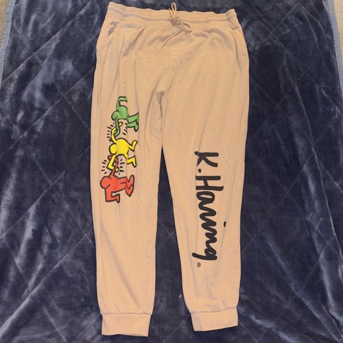 Keith Haring Jogger Sweatpants Size Large Tan
