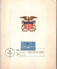 FIRST DAY OF ISSUE CEREMONY CARD 50 YEARS NAVAL AVIATION SHIELD 1961 SCARCE ITEM