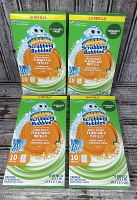 Scrubbing Bubbles Fresh Brush Flushable Refills 10 ct SEALED Citrus (Lot Of 4)