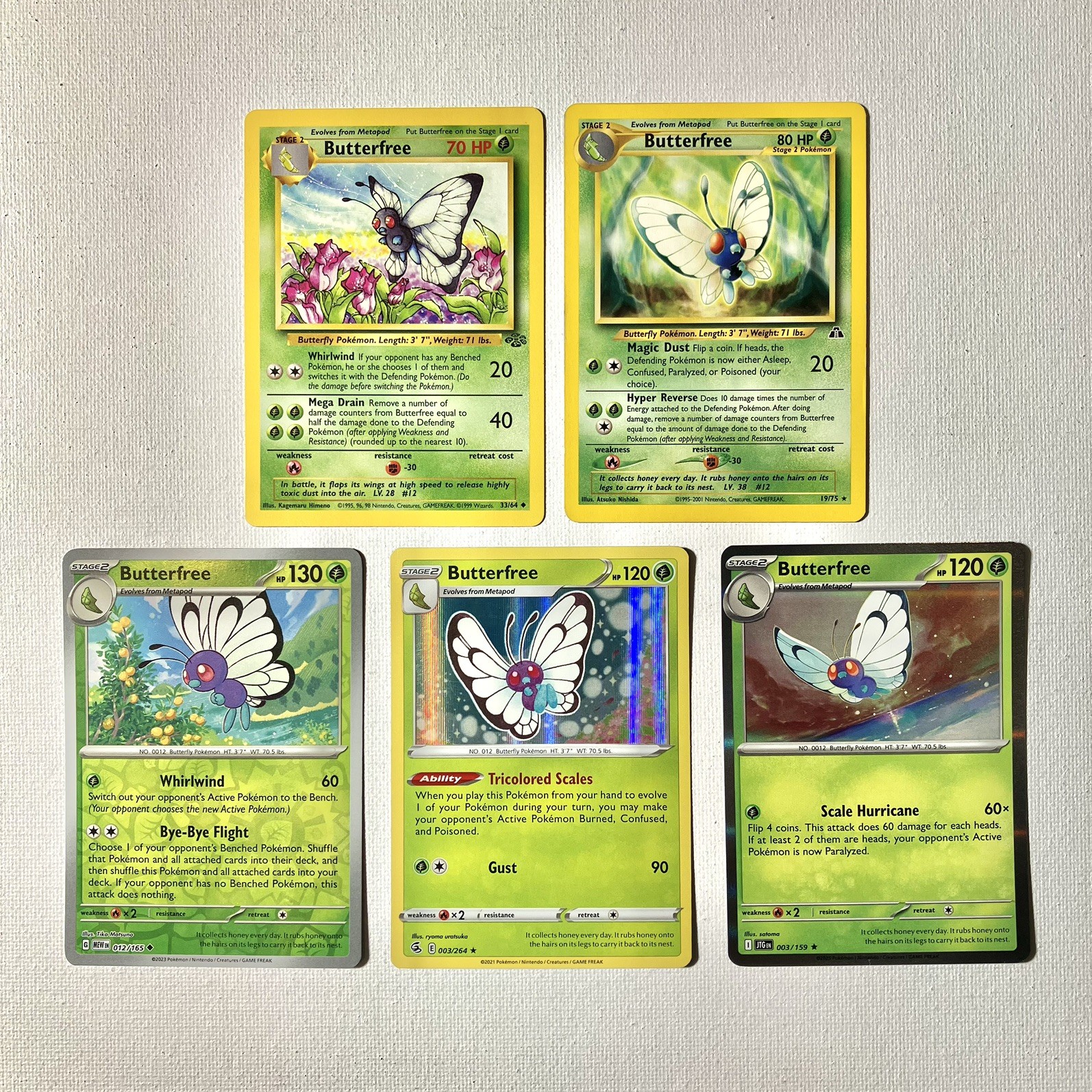 Butterfree Pokemon Card Lot x5 - Featuring Jungle/Neo + Holos & Reverse Holo