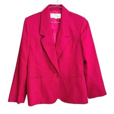 Porsha By Winer Women's 10 Blazer Hot Pink Wool Jacket Magenta Power 80s Vintage