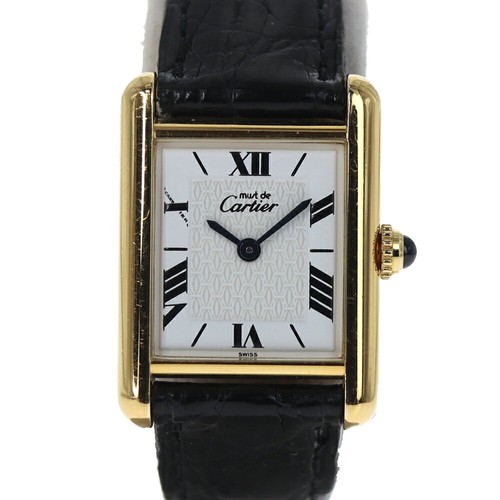 USED CARTIER Mast Tank Sm 1613 White Case Size 20×29mm Ladies Watch #31325