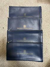 Lot Of 4 Vintage Pacific Bank Security Zippered Deposit Money Cash Bank Bags