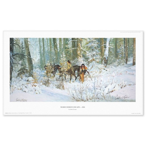 John Clymer- Offset Lithograph "Marie Dorion Escape 1814"