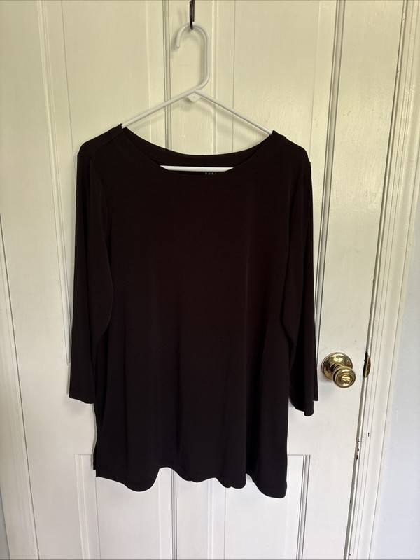 Susan Graver Modern Essentials Pleated Back Liquid Knit Tunic XL Black