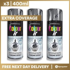 3x Colour It Chrome Effect Spray Paint Gloss 400ml
