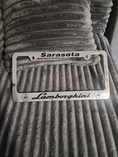 Vintage Lamborghini Sarasota Florida Authentic Metal License Plate Frame Chrome