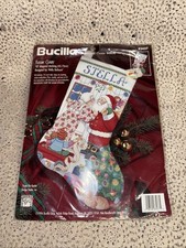Bucilla Kissin Claus Santa Christmas Cross Stitch Stocking Kit 18  NEW Free Ship