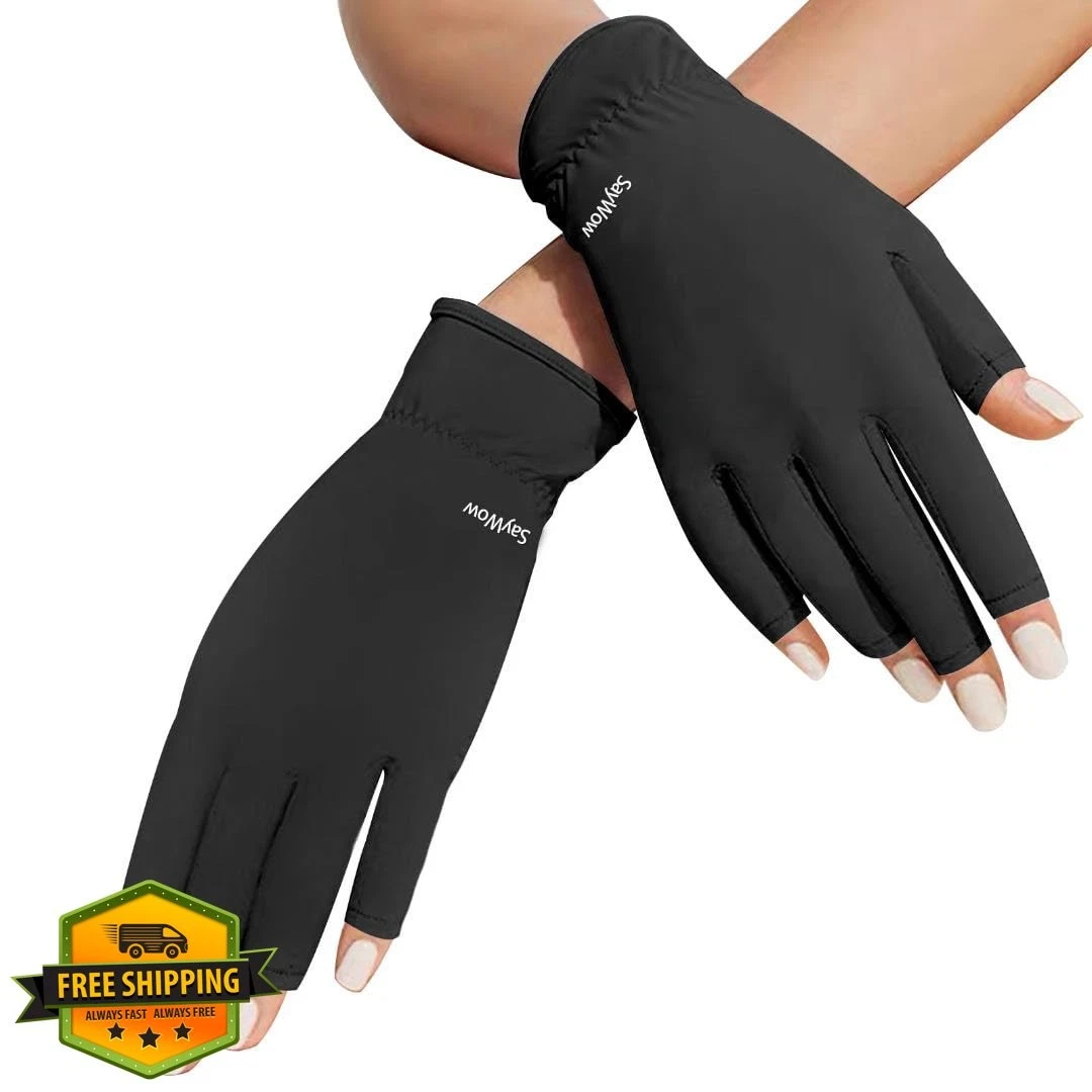 SayWow Fingerless Gloves Women Sun UV Protection Touchscreen Driving Gel