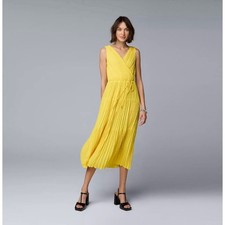 Simply Vera Wang for Kohls Flashy yellow Double V-Maxi Dress, L