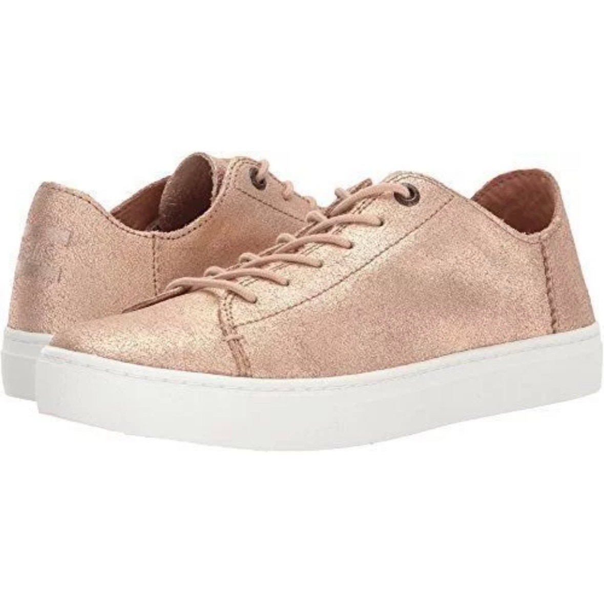 TOMS Lenox Metallic Leather Lace Up Sneakers Rose Gold Women's Size 10