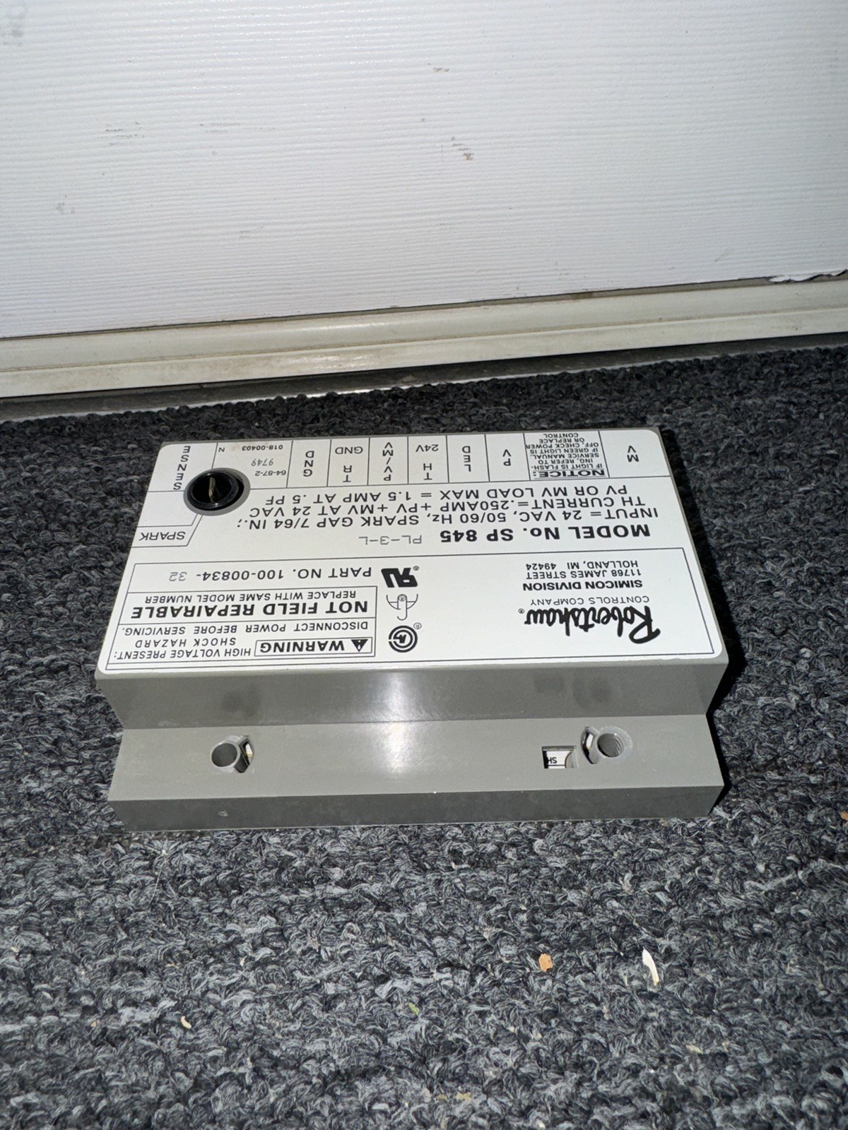 Robertshaw 780-845 Ignition Module Intermittent Pilot 24V SP845 PL-3-L