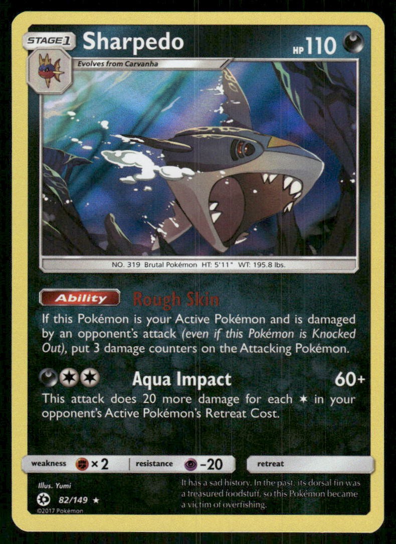 Sharpedo 82/149 Holo Rare SM Base Set Pokemon NM