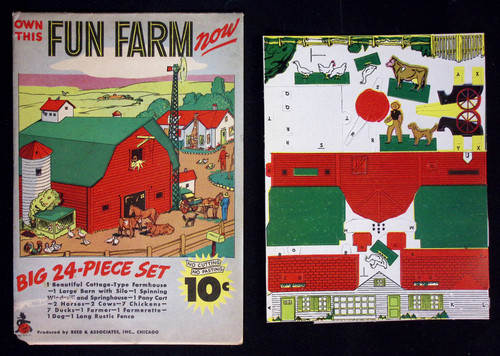 Fun Farm Vintage Paper Toy 1946 Reed and Associates Uncut 24 Piece Set