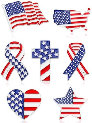 28 pcs American Flag Lapel Enamel Brooch Pins for Memorial Day 4th of July Ve...
