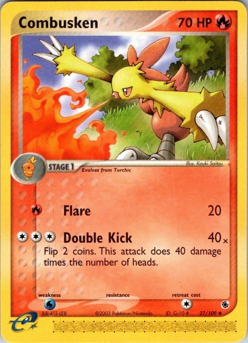 Combusken 27/109 Uncommon Ruby & Sapphire Pokemon Damaged