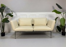 Brühl Roro Beige Leder Sofa Designer Gästebett Schlaffunktion 2 Sitzer