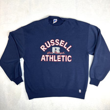 Vtg 90s Russell Athletic Get Tough Sweatshirt Mens L Navy Blue Crewneck USA Made