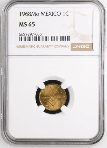 Mexico 1 Centavo 1968 Mo NGC MS 65