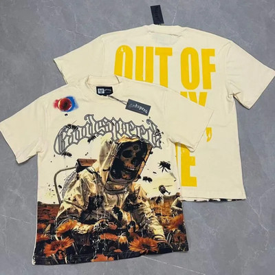 New Godspeed Short sleeve Street Rock Style Mens Pure Cotton T-shirt Apricot