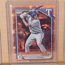 Braylin Morel 2024 Bowman Chrome Rookie Orange Card #15/25 Texas Rangers