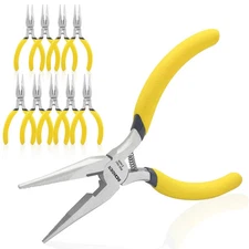 5" Needle Nose Pliers-10 Pack, Long Nose Pliers Set with Side Cutter, Mini Fi...