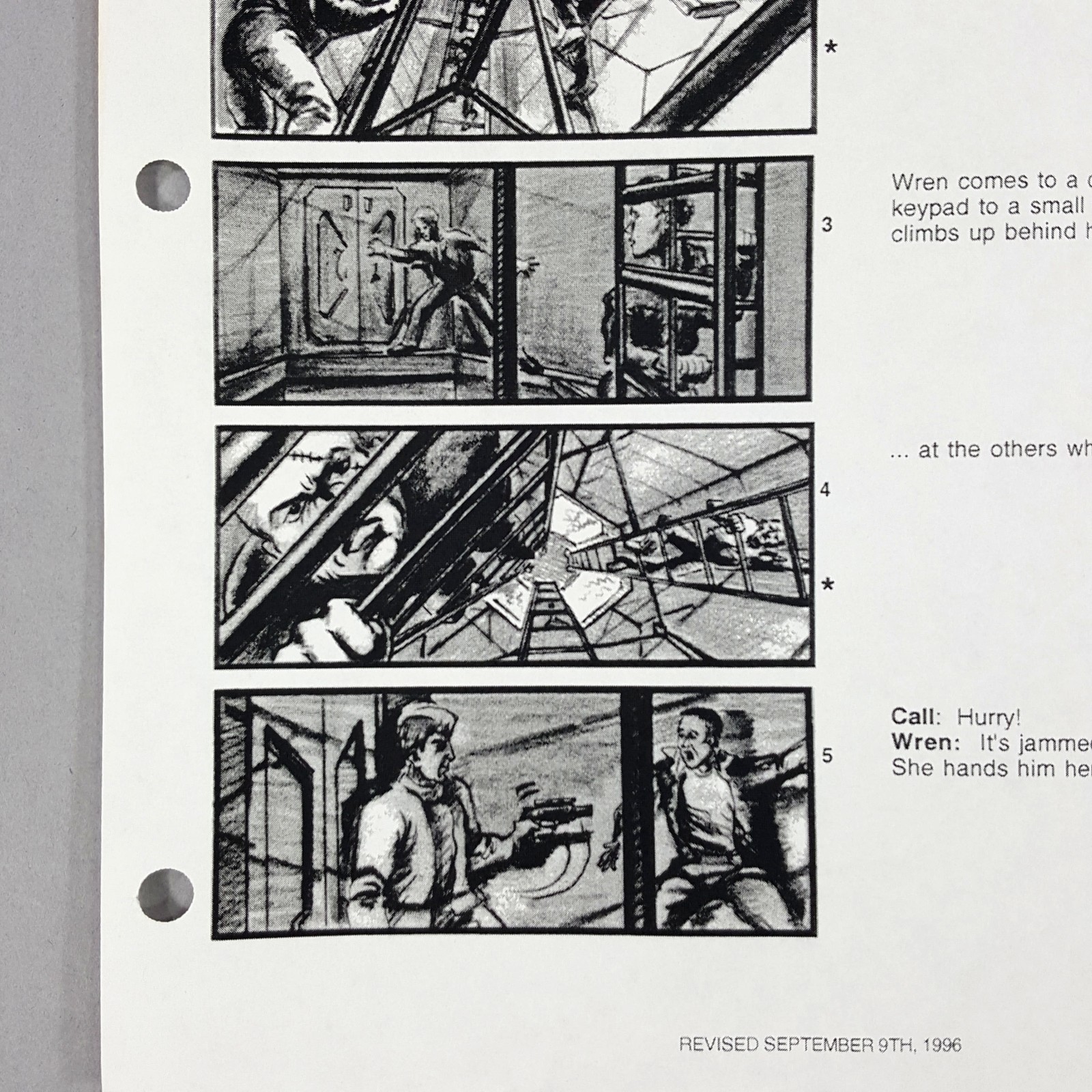 Image 7 of Alien: Resurrection - Production Used Storyboard, Ripley Climbs away from Alien