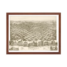 Old Map of Denison, TX 1891 - Vintage Denison Texas Art