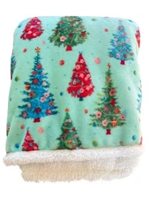The Pioneer Woman Velvet Plush Christmas Trees Throw Blanket with Sherpa Reverse