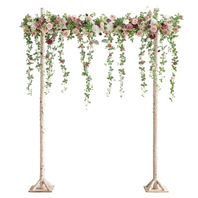 Ling's Moment Deluxe Hanging Artificial Wedding Arch Flowers Dusty Rose Eucal...