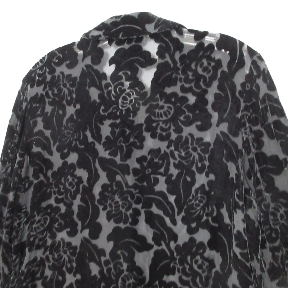 Top mediano New York & Co negro floral Y2K terciopelo oscuro romance puro capricho Foto 4 de 4