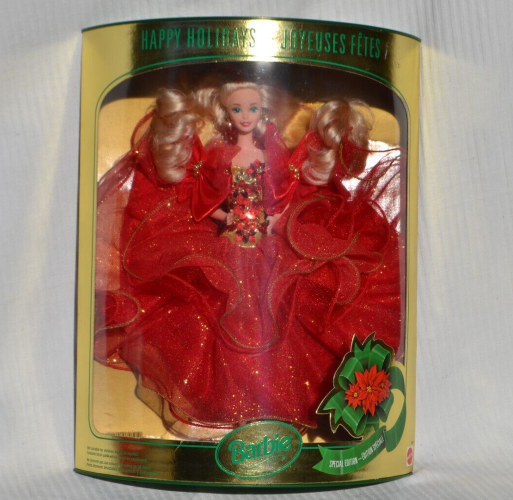 1993 Happy Holidays Barbie Doll Christmas Special Edition Red gown