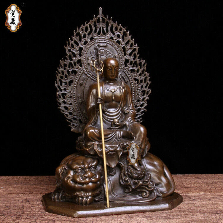 Estatua titada líder del Inframundo Ksitigarbha Boddhisattva de bronce púrpura titado Foto 2 de 4