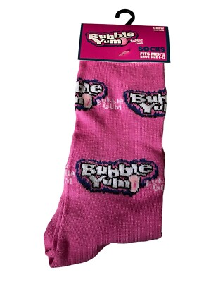 Bubble Yum Bubble Gum Pink Crew Socks Size 6-12 One Pair Odd Sox Fun Gift